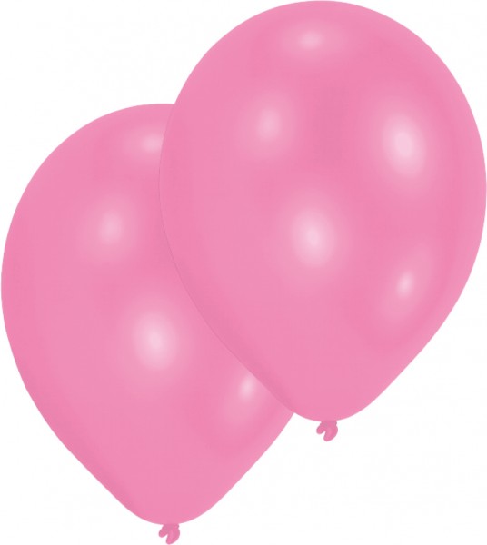 Sæt med 10 lyserøde perlemorballoner 27,5 cm