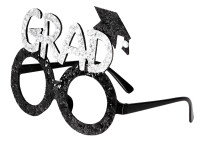 Oversigt: Graduate briller i sort og sølv glitter