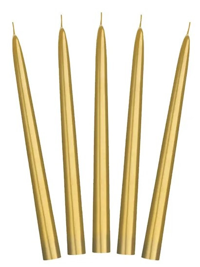 10 Stick kaarsen Lucia goud 24cm