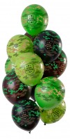 12 latexballonger Happy Bday kamouflagefärger
