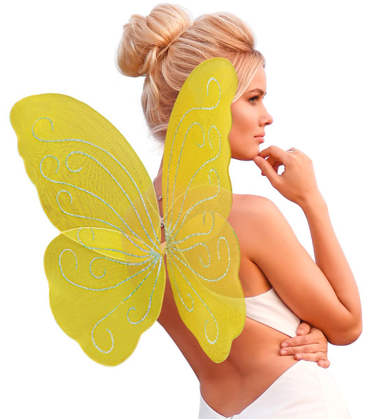 Ali di farfalla da donna in giallo 85 cm x 50 cm