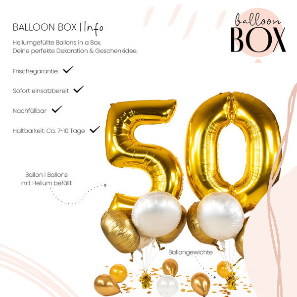 10 Heliumballons in der Box Golden 50 3
