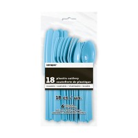 Preview: Party cutlery set Luise light blue 18 pieces