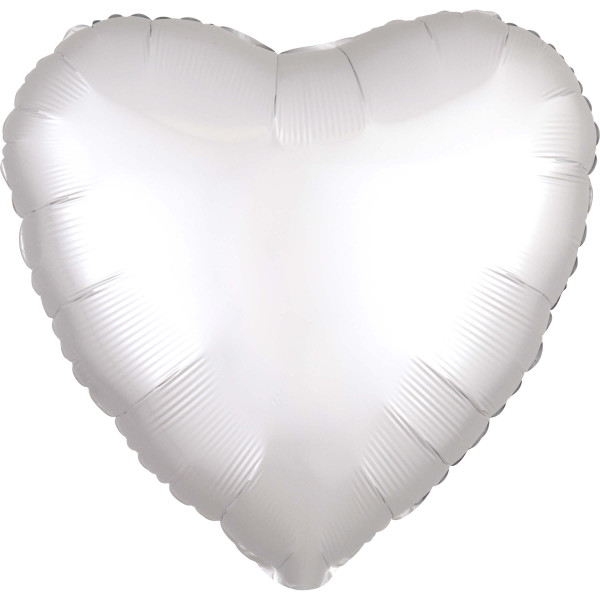 Noble satin heart balloon white 43cm