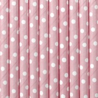 Preview: 10 dotted paper straws pink 19.5cm
