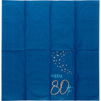 Widok: 80. urodziny 10 eleganckich niebieskich serwetek