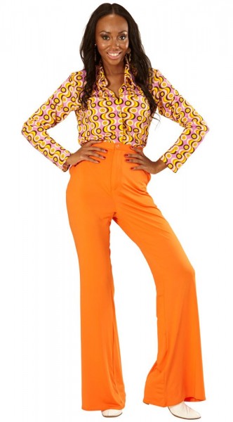 Larona retro flared pants in orange 3