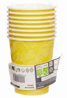 Widok: 8 papierowych kubków w kolorze słonecznie żółtym o pojemności 227 ml