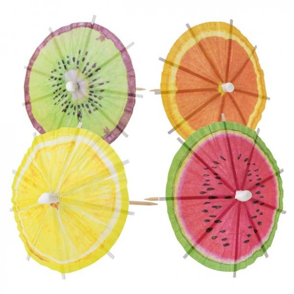 20 söta frukter cocktailparaplyer