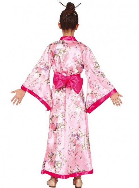 Kostium kimono w różowe kwiatki dla dziewczynki