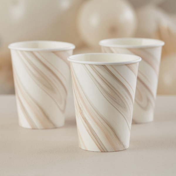 8 Natural Marble paper cups 250ml