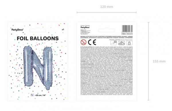Holografischer N Folienballon 35cm 2