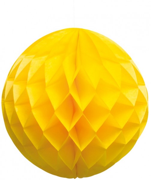 Żółta piłka o strukturze plastra miodu wykonana z papieru 25cm