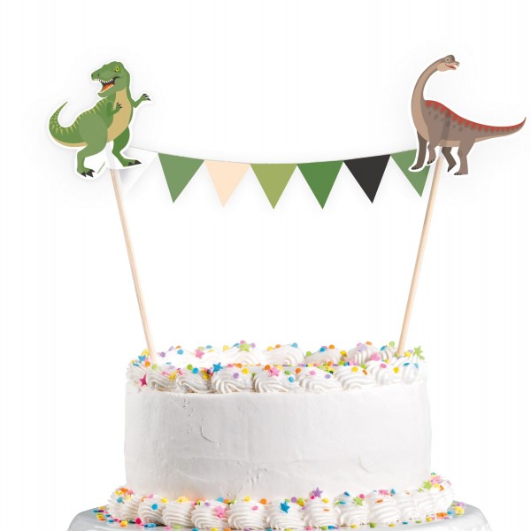 Decoración de pastel de dinosaurio feliz