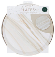 Vista previa: 8 platos de papel de mármol natural 25cm