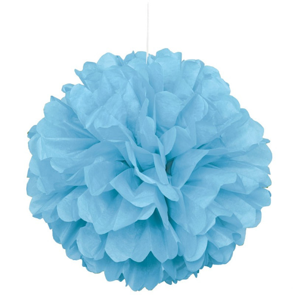 Fluffy pompom lys blå 23 cm sæt med 3