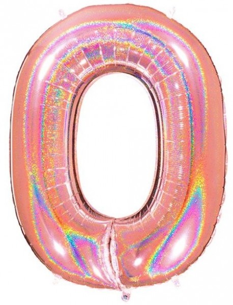Balon numer 0 w kolorze różowego złota 1.01m