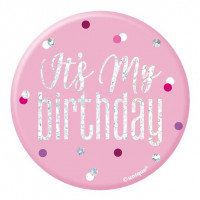 Pin de cumpleaños rosa 7cm