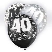 Preview: Mix of 6 40th birthday balloons black