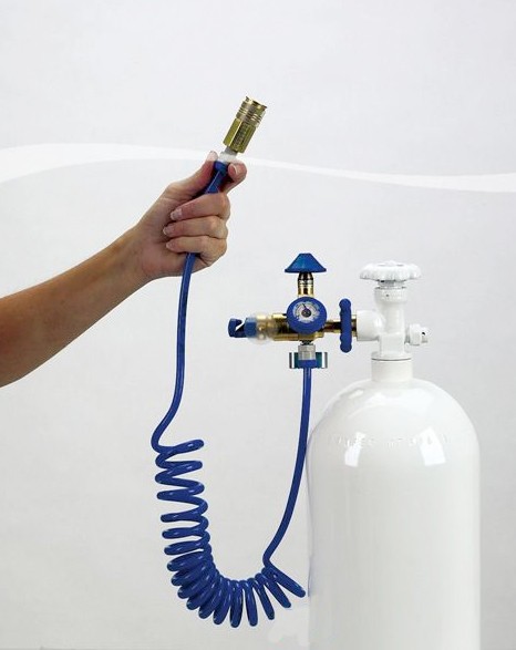 Helium valve with latex hose