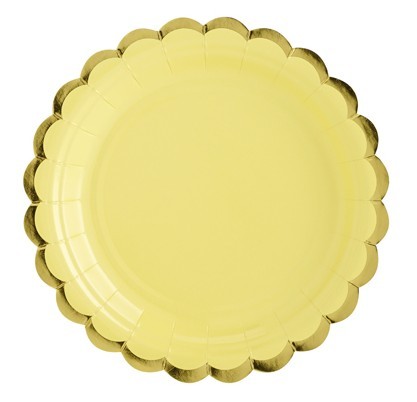 6 candy party paper plates yellow 18cm