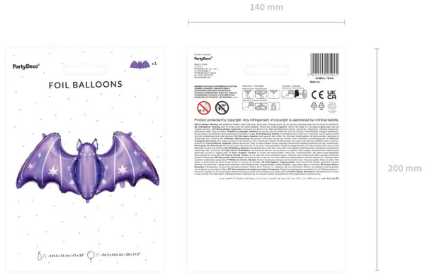 Fledermaus Folienballon Lila 1,19m 5