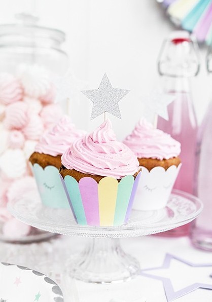 6 unicorn glitter cupcake toppers 11,5 cm