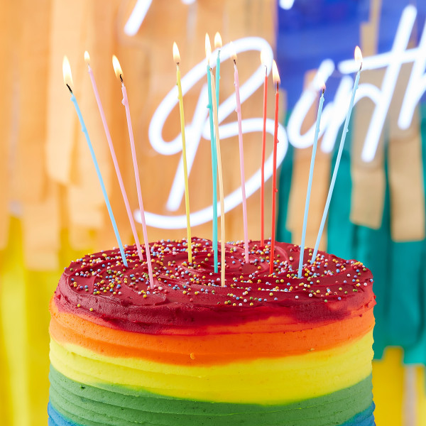 12 velas coloridas para pastel de cumpleaños 18cm