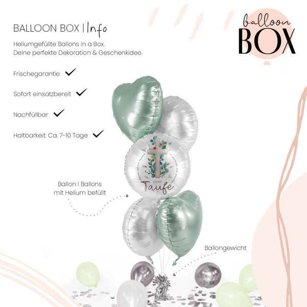 Heliumballon in der Box Taufe Kreuz 3