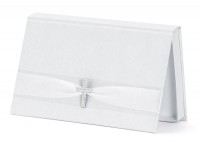 Vista previa: Caja de regalo blanca nacarada con decoración cruzada