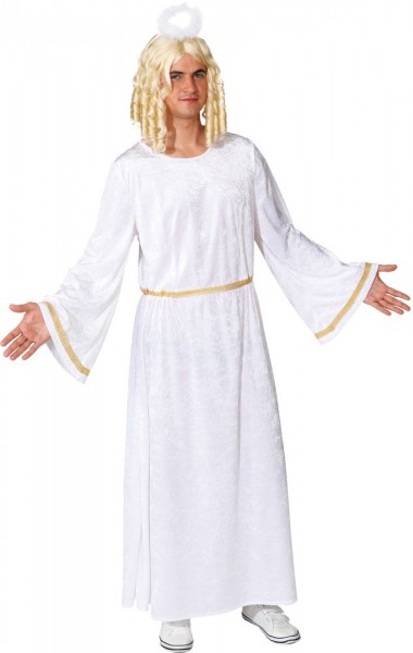 White angel costume with gold edges for men