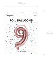 Voorvertoning: Metallic Cijferballon 9 Roségoud 35 cm