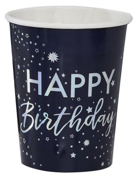 8 Dazzling Birthday paper cups 255ml