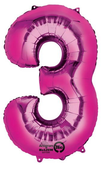 Zahlenballon 3 Pink 88cm