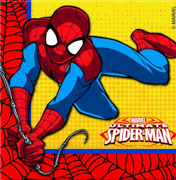 20 Spiderman-tegneservietter 33cm