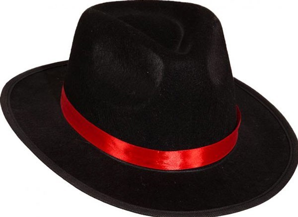 Chapeau de gangster des années 20 avec ruban rouge