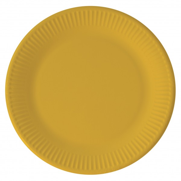 8 platos de papel ecológico Paganini amarillo 23cm