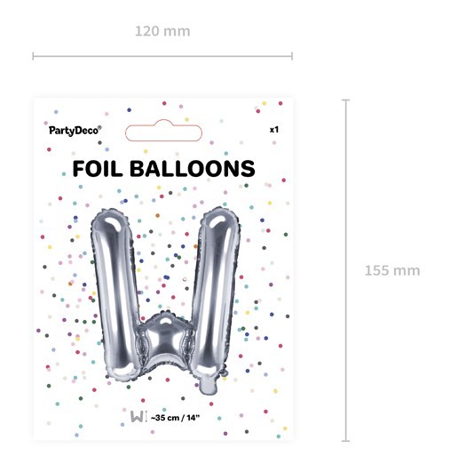 Folienballon W silber 35cm 3