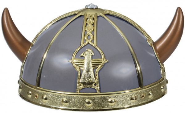 Gray and gold Viking helmet