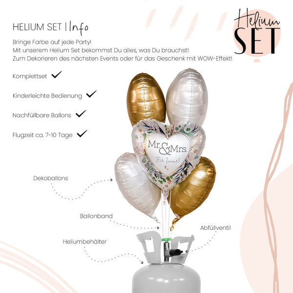 Für immer Mr. & Mrs. Ballonbouquet-Set mit Heliumbehälter 3