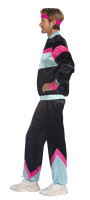 Preview: 80s jogging suit for men black and multicolored