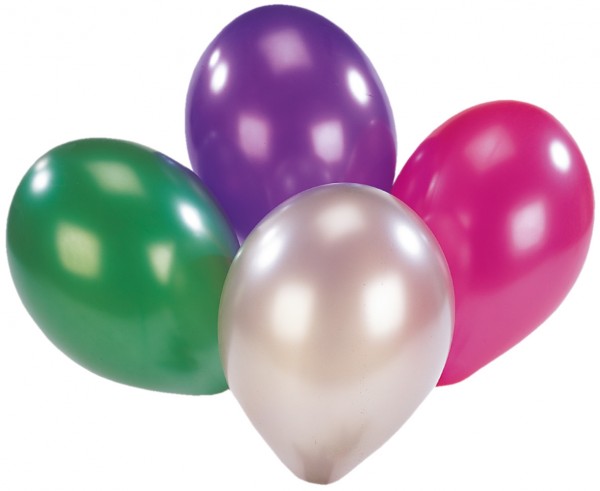 Set of 8 colorful metallic balloons