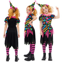 Widok: Kostium neonowego klauna dla dziewczynki z horroru
