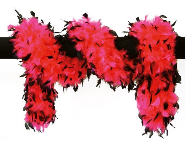 Red feather boa with black details 180cm