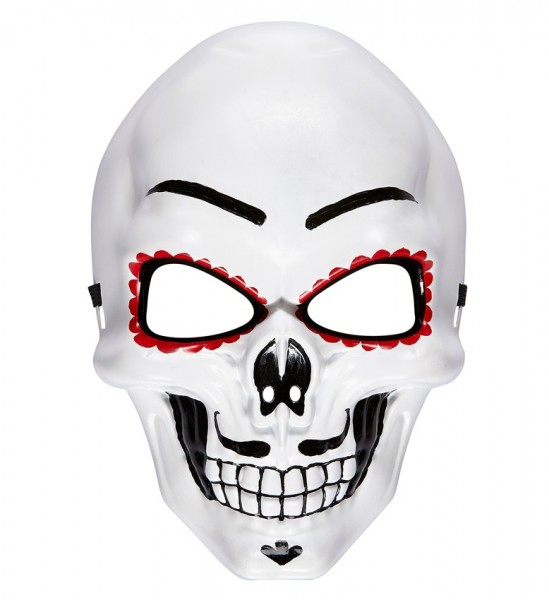 Biała maska czaszki Dia De Muertos