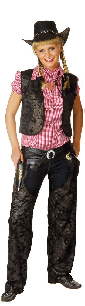 schwarz Westernparty Sheriff Cowgirlweste Damen-Weste Cowgirl 