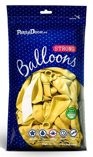 100 Partystar metallic Ballons zitronengelb 23cm 2