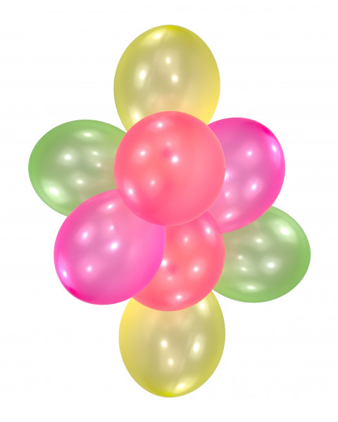 Sæt med 10 flerfarvede neonballoner 28cm