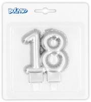 Preview: Cake candle silver number 18