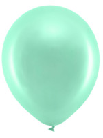 Vorschau: 10 Partyhit metallic Ballons Mintgrün 30cm
